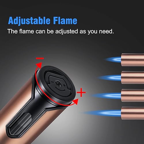 Miniatura 3 de IEIK Encendedor de antorcha de butano paquete de 2 encendedores de antorcha recargables ajustables de chorro de butano encendedor largo para