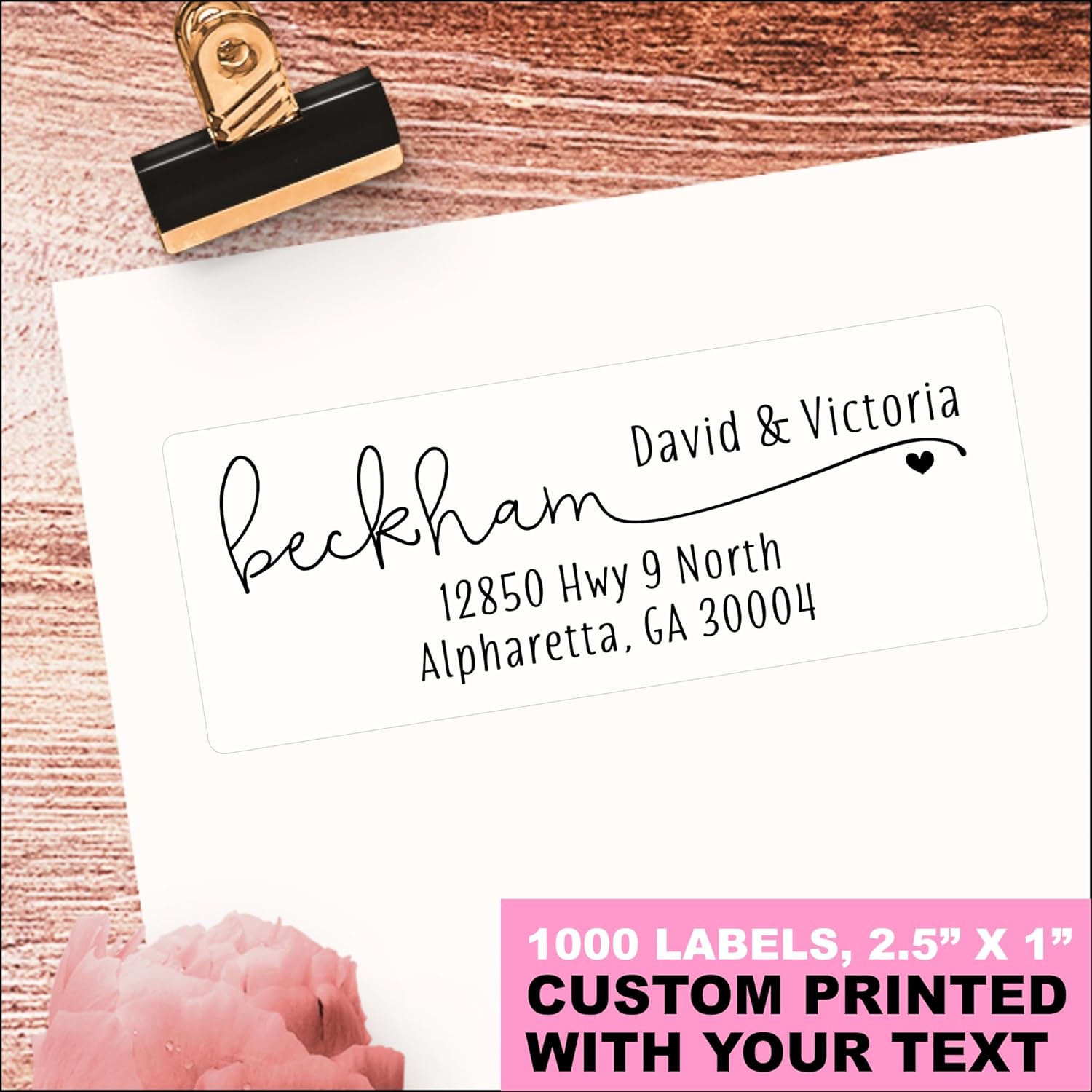 White Address Labels - Personalized Return Address Labels, Mailing and Shipping Labels for Envelopes, Packages, Business, Home by PrettySweetParty (1000, Heart)