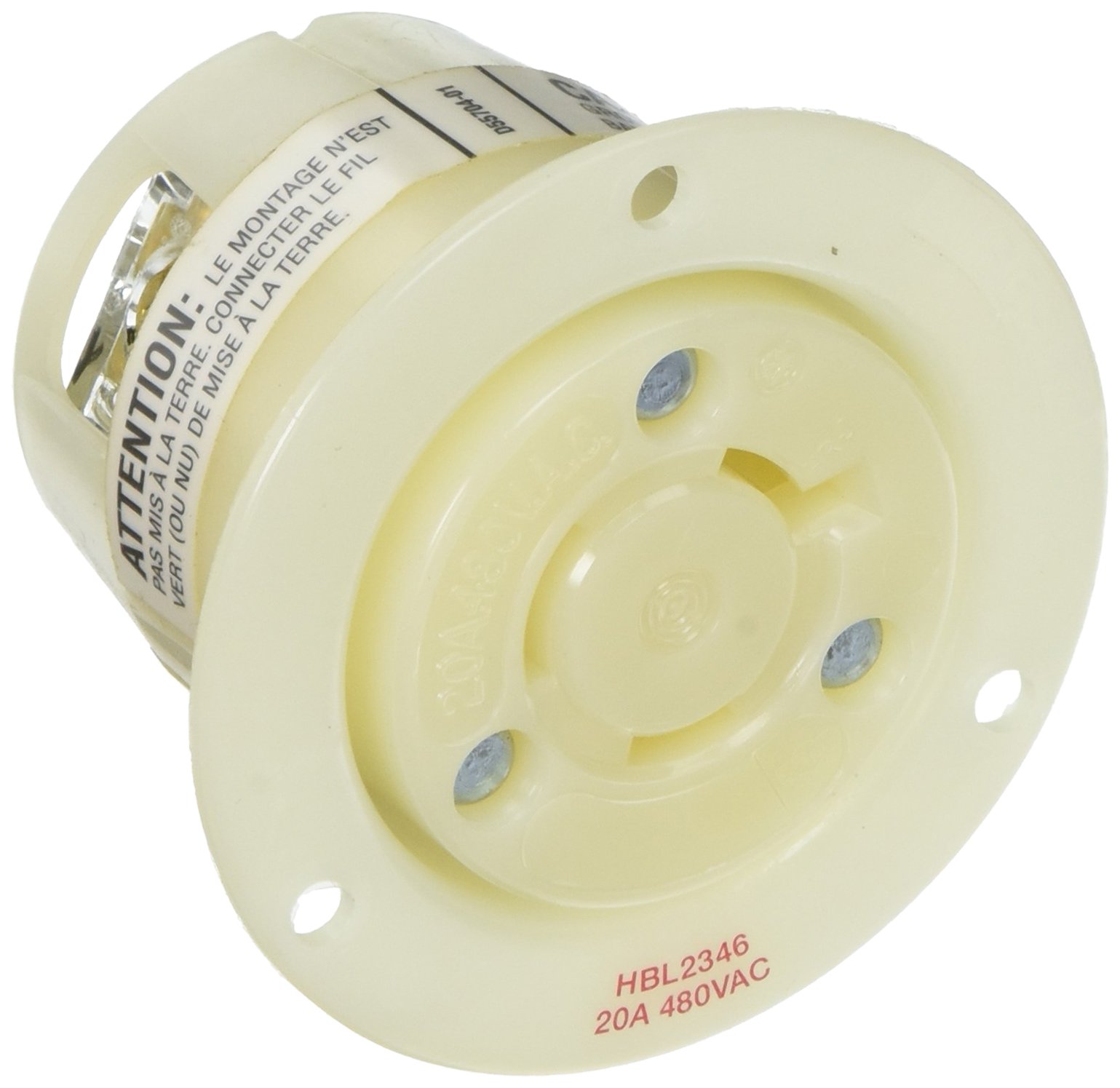Hubbell HBL2346 AC Flanged Outlet NEMA L8-20 Female White