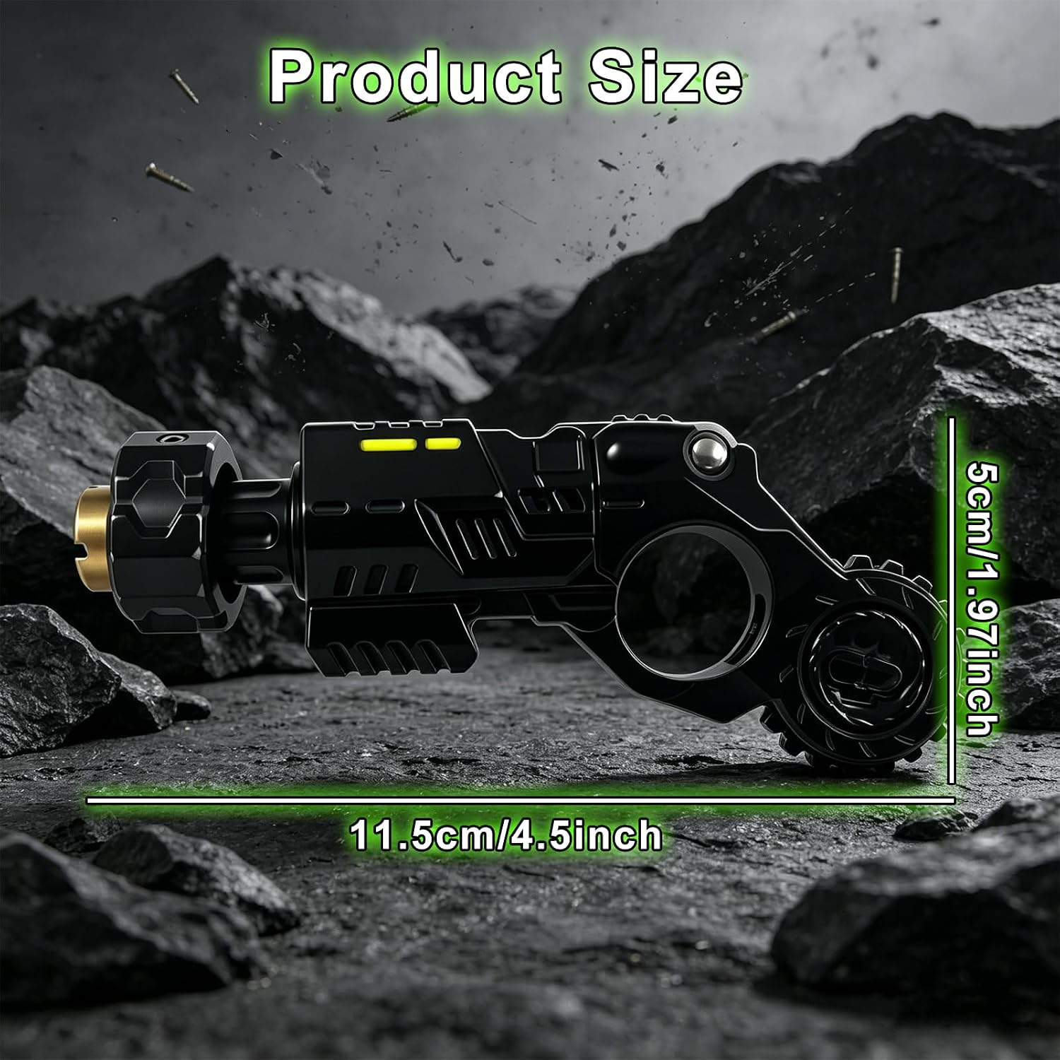 Metal Fidget Toy Gun for Adults - EDC Stress Relief Spinner with Slider & Clicker, Quiet Sensory Toys for Office, Cool Gadgets Gifts for Men (D)