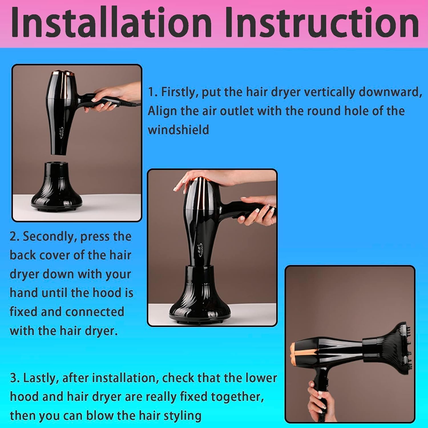 Kresal Collapsible Hair Diffuser for Curly Hair, Universal Hair Diffuser Attachment for Hair Dryer Adjustable from 1.65 inch to 3.14 inch, Blow Hair Dryer Diffuser for Long Thick Natural Wavy Hair - Image 2 thumbnail