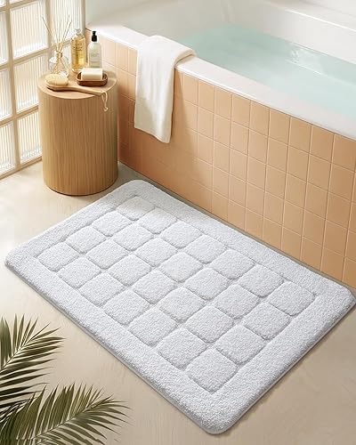 Miniatura 14 de Color&Geometry Tapete de baño beige de 24 x 36 pulgadas, ultra absorbente, antideslizante, tapete de ducha de felpilla suave para bañera y ducha,