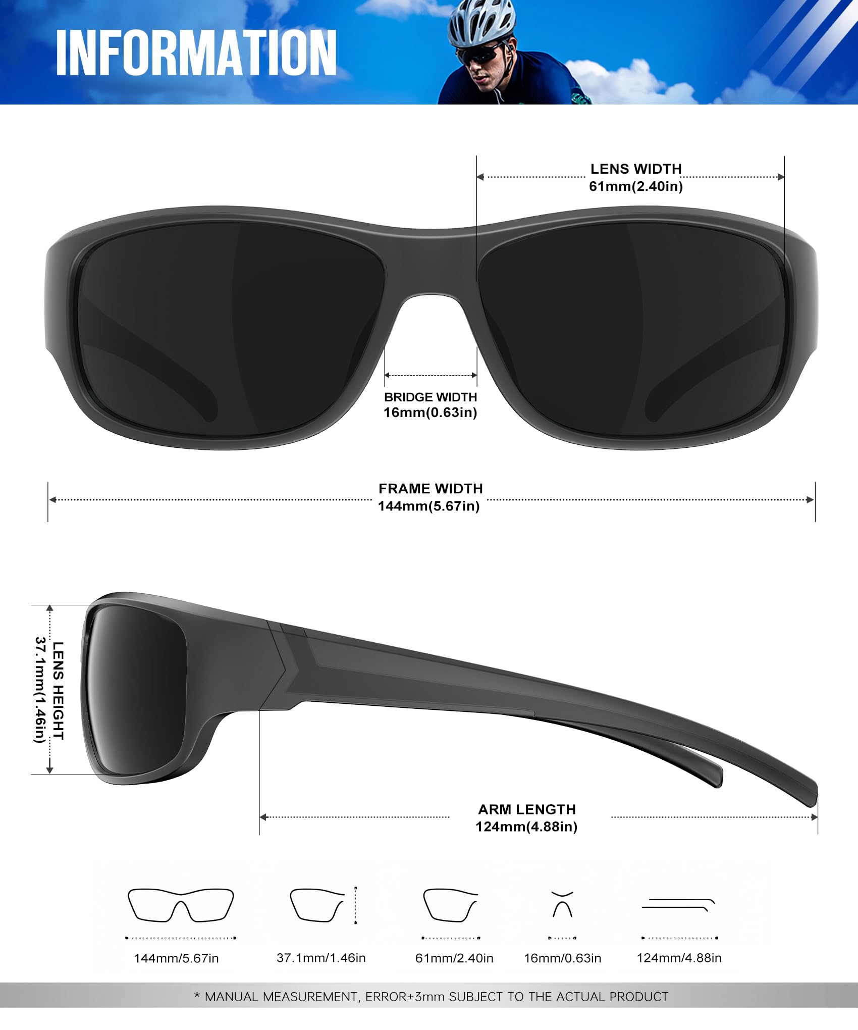 NSSIW Occhiali da sole polarizzati da uomo, sportivi, da uomo: occhiali da sole da donna, polarizzati, protezione UV400, per pesca, corsa, golf