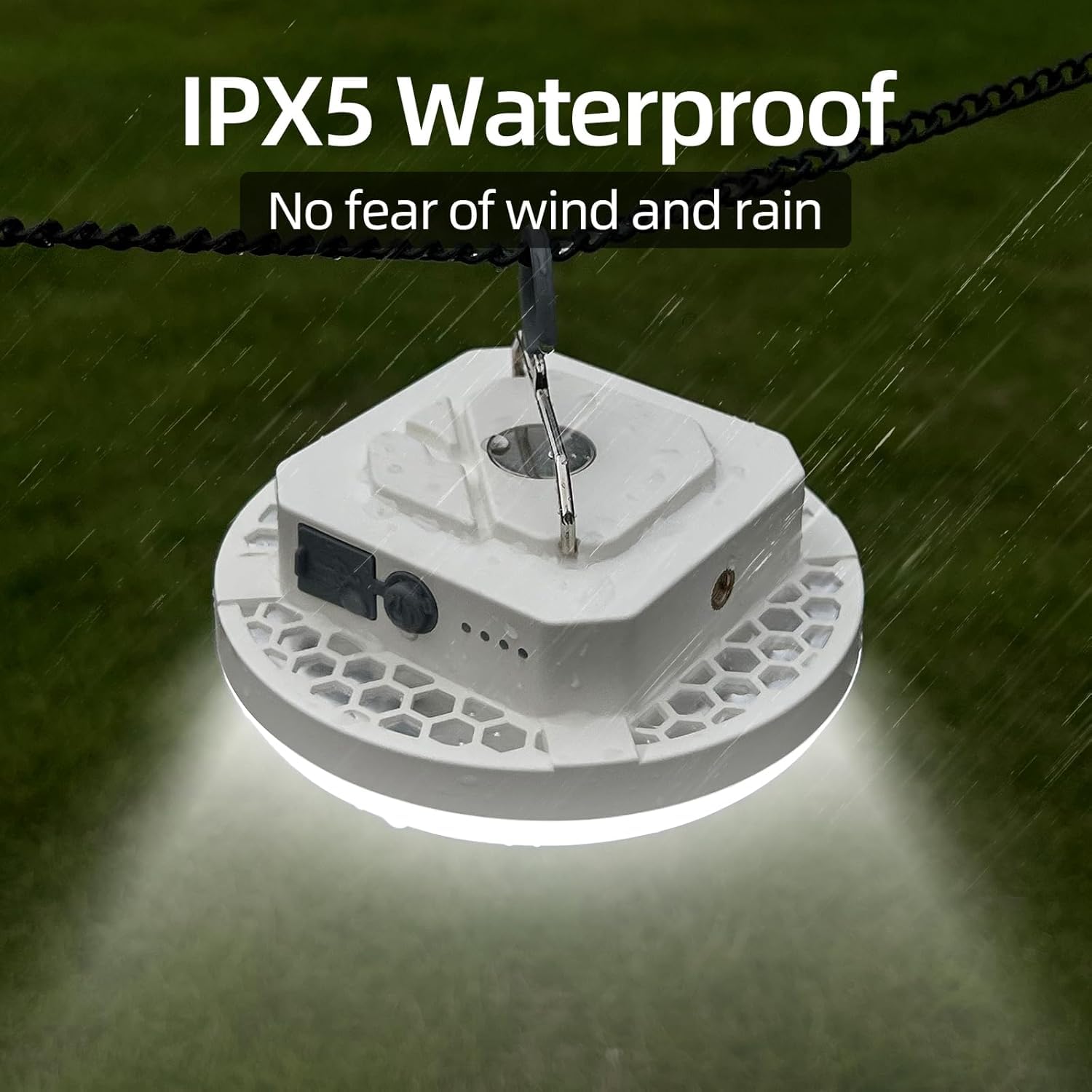 Iluminación de tienda colgante recargable de 10000 mAh, linterna LED portátil de 30 W 4000 lm con imán, 4 modos de iluminación, linterna LED impermeable IPX5 para emergencia
