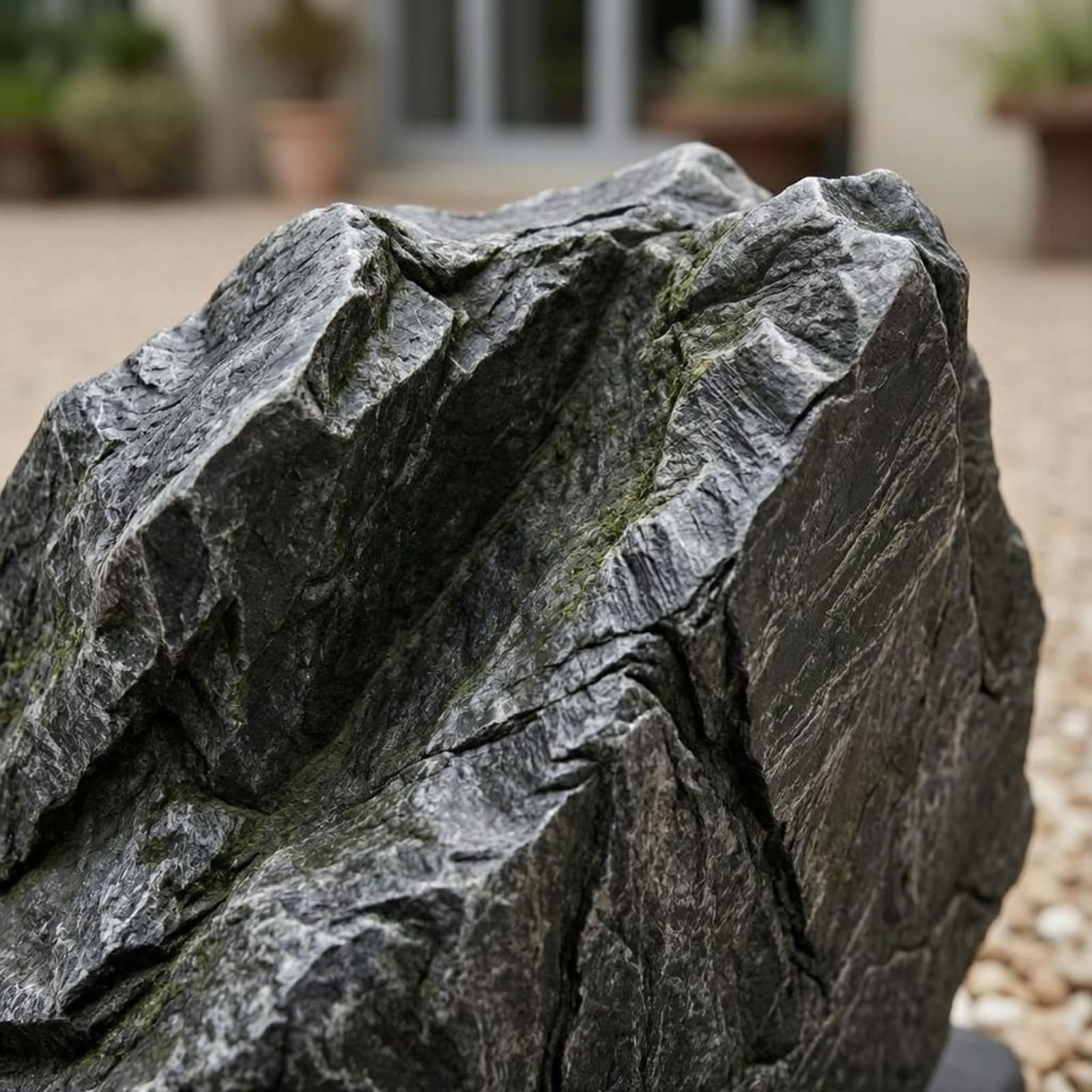 Simulierte Steinskulptur Garten Fels Deko Landschaftsstein Zierstein aus Glasfaserverstärktem mit Rauer Und Echtsteinwirkung für Garten Hotel, Grau, 8901 Hellgrau A