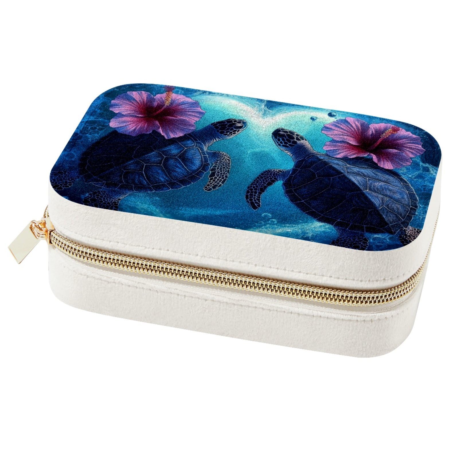 Boîte à bijoux tortue bleue portable idéale en voyage pour ranger vos bagues et colliers