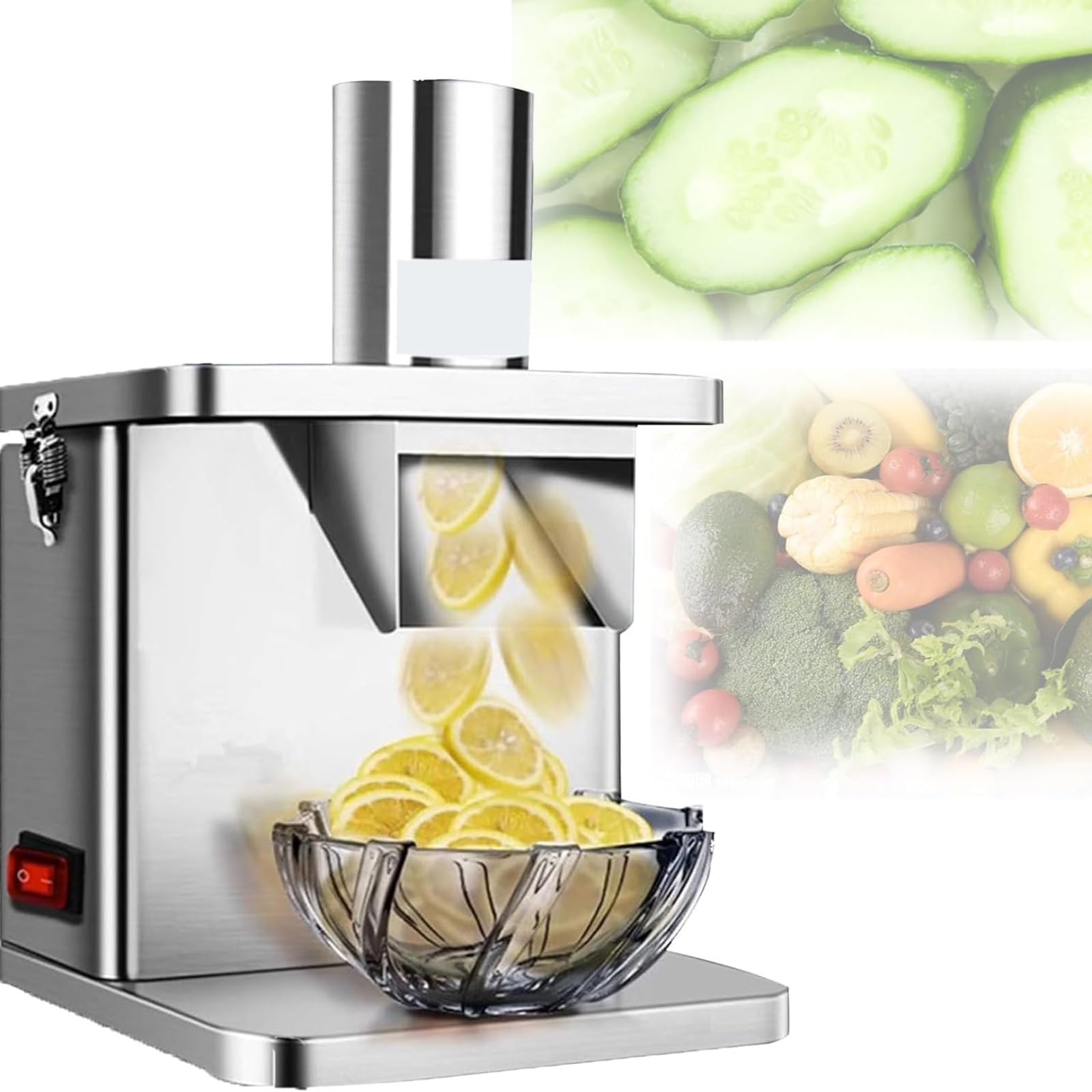 HCZKIUJY Electric Vegetable Cutter Commercial Vegetable Slicer Electric Fruit Dicer, Stainless Steel Fruit and Vegetable Slicer Dicer Slicer Machine