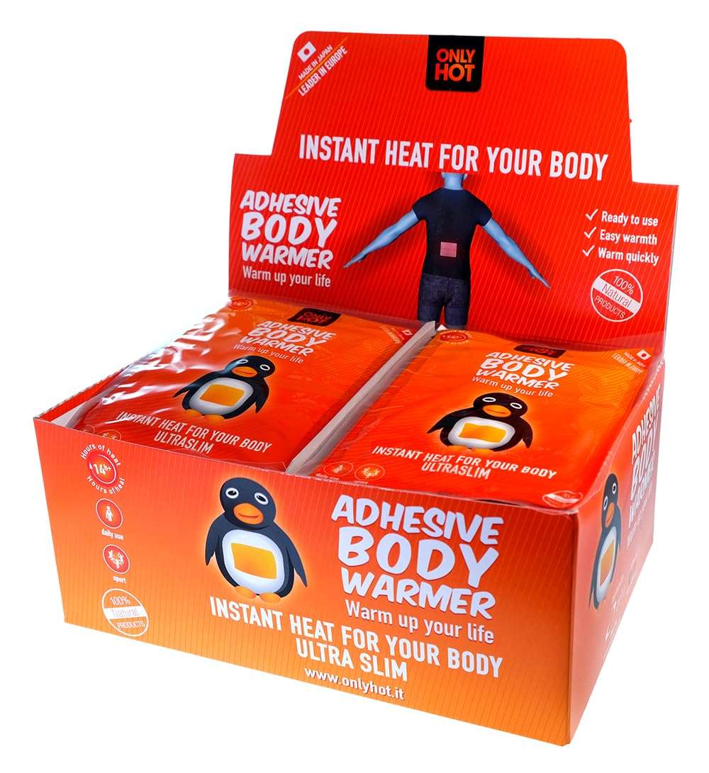 Only Hot Adhesive Body Warmers, Körperwärmer, 14 Stunden Wärmedauer, gebrauchsfertig, selbstheizend, 100% natürlich, selbstklebend, 40 Stück