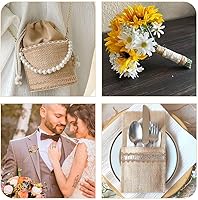 Vista 3 de PH PandaHall 4 rollos de cintas de arpillera natural, cintas de encaje de yute, cintas finas para manualidades, cuerda rústica para envolver