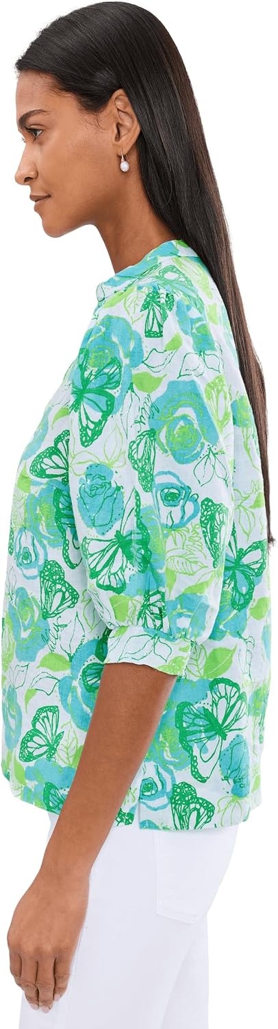 Lilly Pulitzer Women's Mialeigh Elbow Sleeve Linen Top