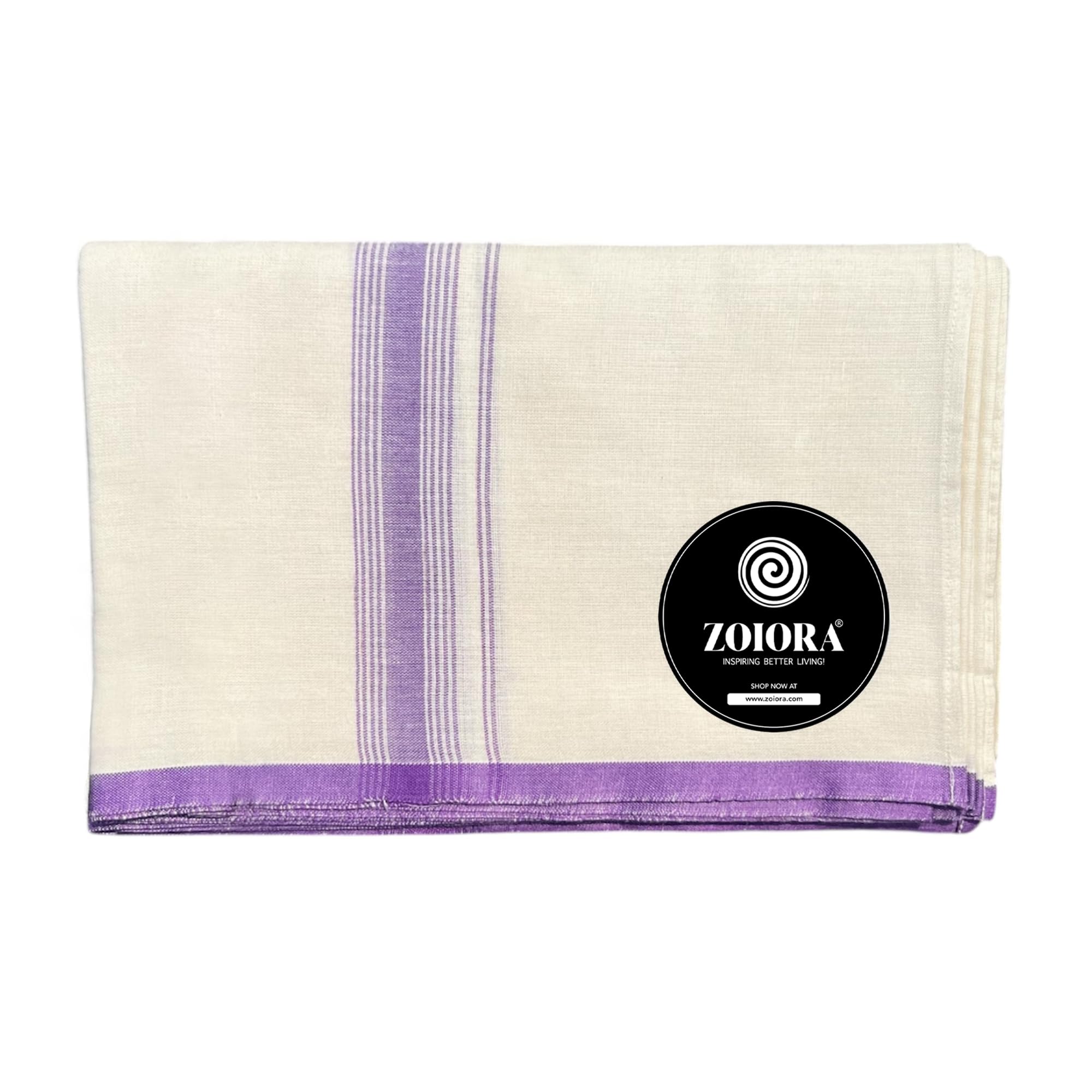 zoiora Premium 100% Cotton Lungi for Men | Pure Cotton Cream Lungi | Hem Stitched Dhoti for Men | Plain Cream Men's Dhoti-picture-29
