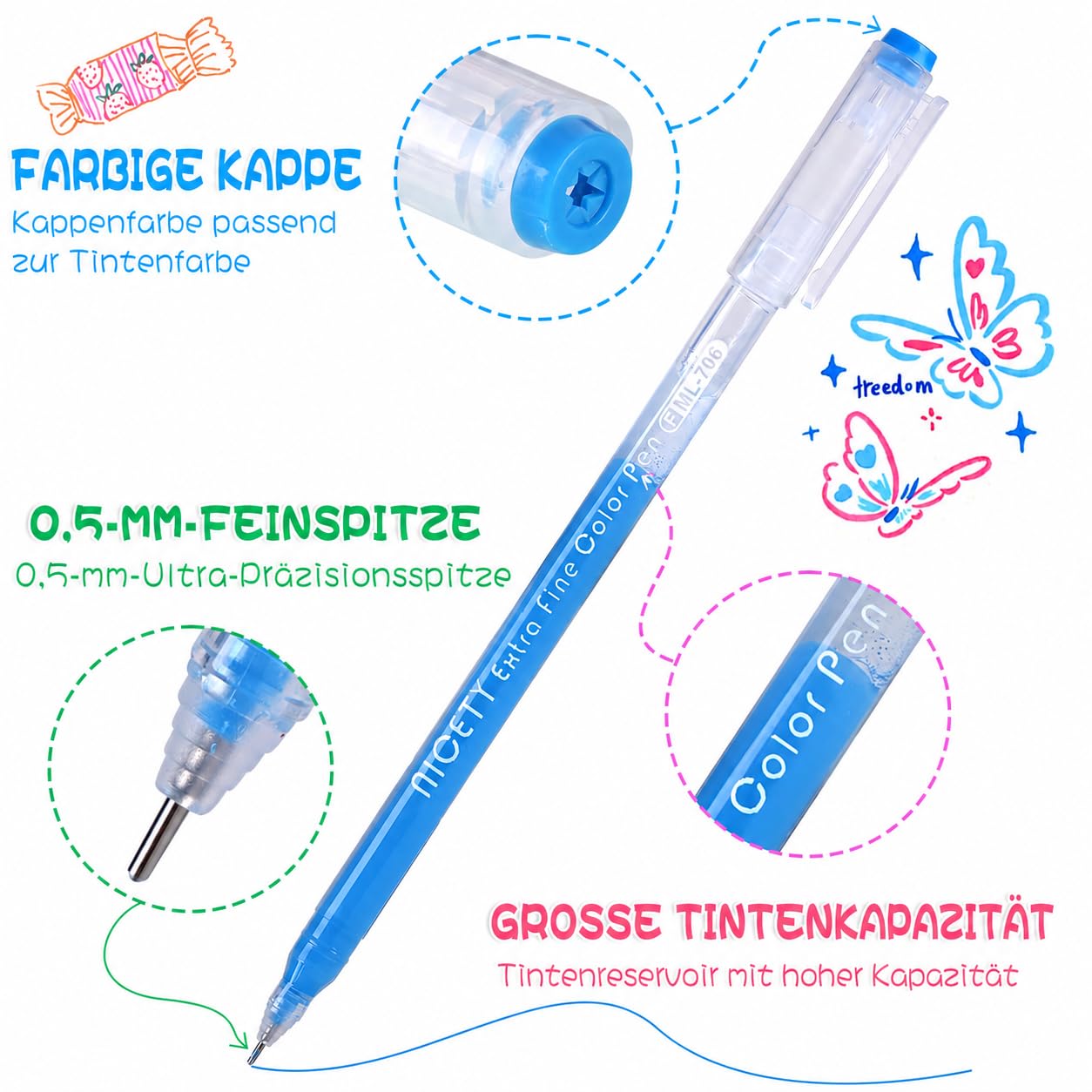 NICETY 168 Gelstifte Set – Gel Pens Gelschreiber mit 0,5mm Feiner Spitze & 162 Farben (159 Farben + 3 Weiß/3 Silber/3 Gold) – Gel Stift Set zum Malen, Schreiben & Journaling für Erwachsene & Kinder