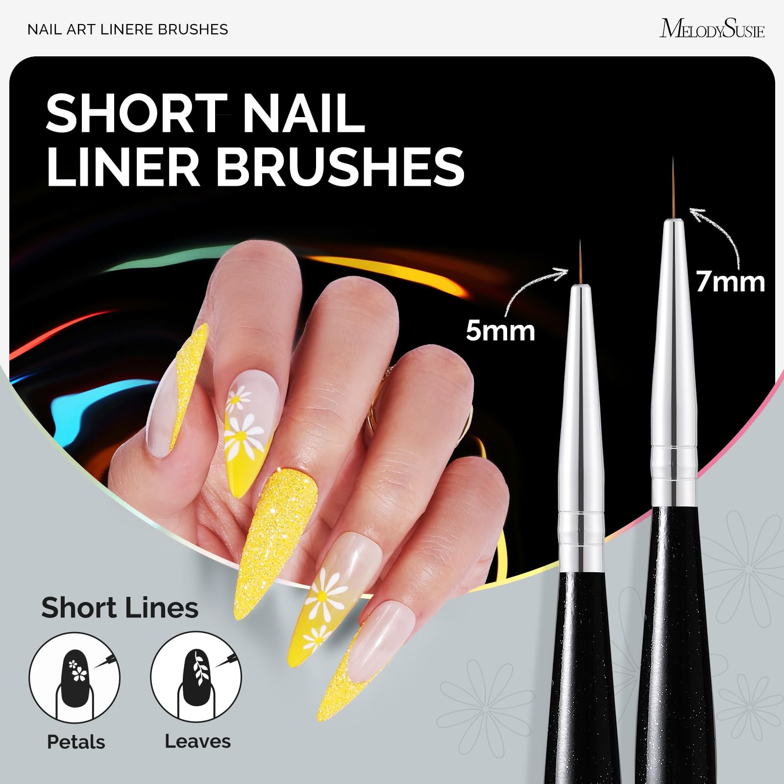 MelodySusie Nail Art Liner Brushes 5Pcs Professional Gel Polish Painting Art Design Pen Set for Thin Long Lines Tiny Details - Image 3