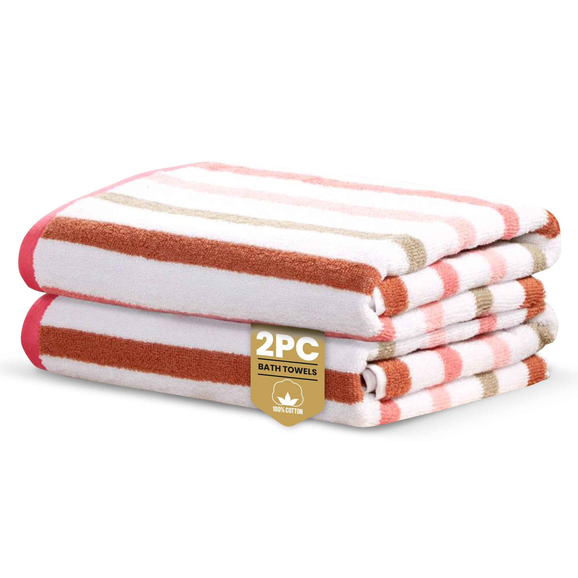 Rapport Home Amalfi Bath Towels 2 Pack | Pink | 70x120cm | 100% Cotton 500GSM | Oeko-Tex Made in Green & BCI Certified