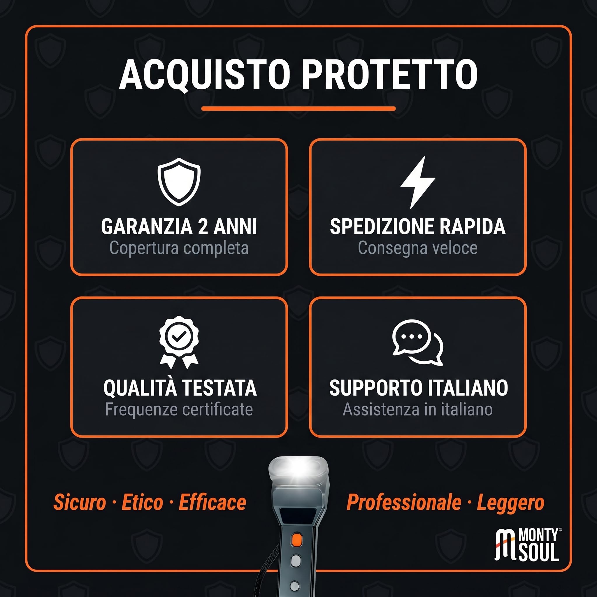 Power Dog Dissuasore Ultrasuoni per Cani Aggressivi con Luce LED Flash - Repellente Professionale Portata 20m per Addestramento e Sicurezza - Nero Antracite (Power Dog)