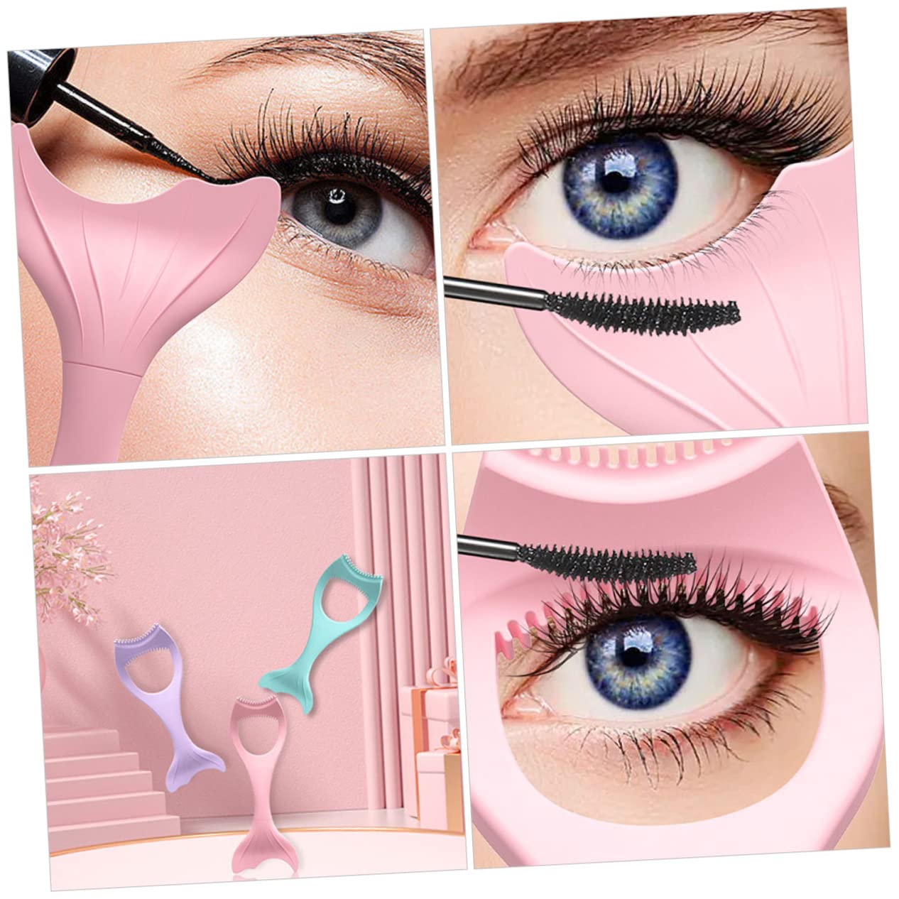 Housoutil 8pièces Outils De Maquillage Multifonctionnels Pour Yeux Silicone Pour Eyeliner Et Mascara Accessoire Pratique Pour Maquillage Parfait