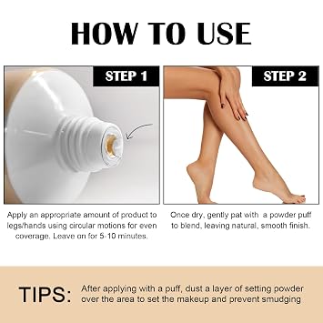 Waterproof Leg & Body Makeup Cream with Puff, Transfer-Resistant Full Coverage Concealer for Tattoos, Scars & Varicose Veins, Long-Lasting Natural Finish Foundation for All Skin Tones, 01