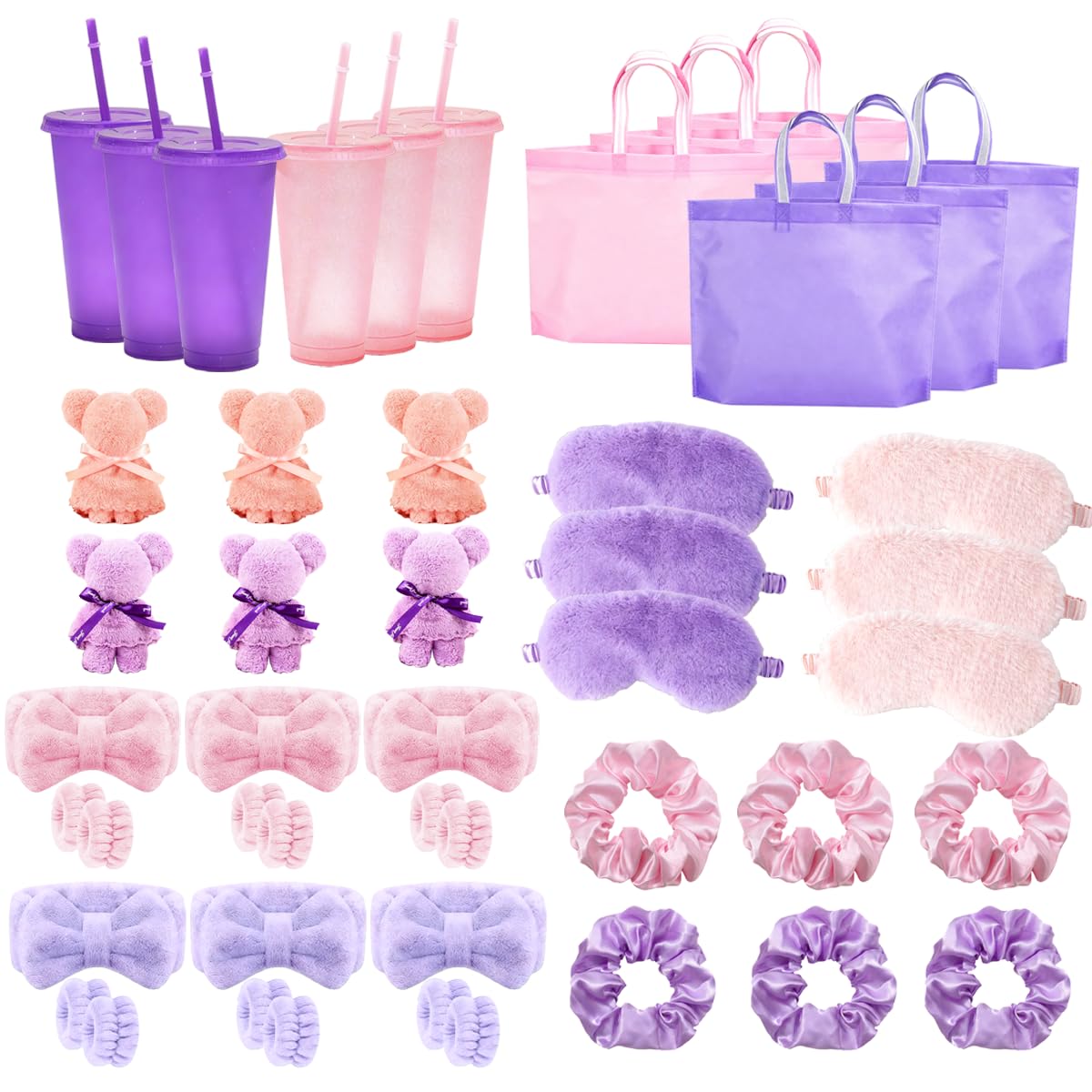 42 Piece Sleepover Party Supplies For Girls,Pamper Party Supplies For Girls,Skincare Headbands And Wristbands Sleepover Kit,Suitable For Girls'Pyjama Parties,Bachelorette Parties,And Girls'Nights In.