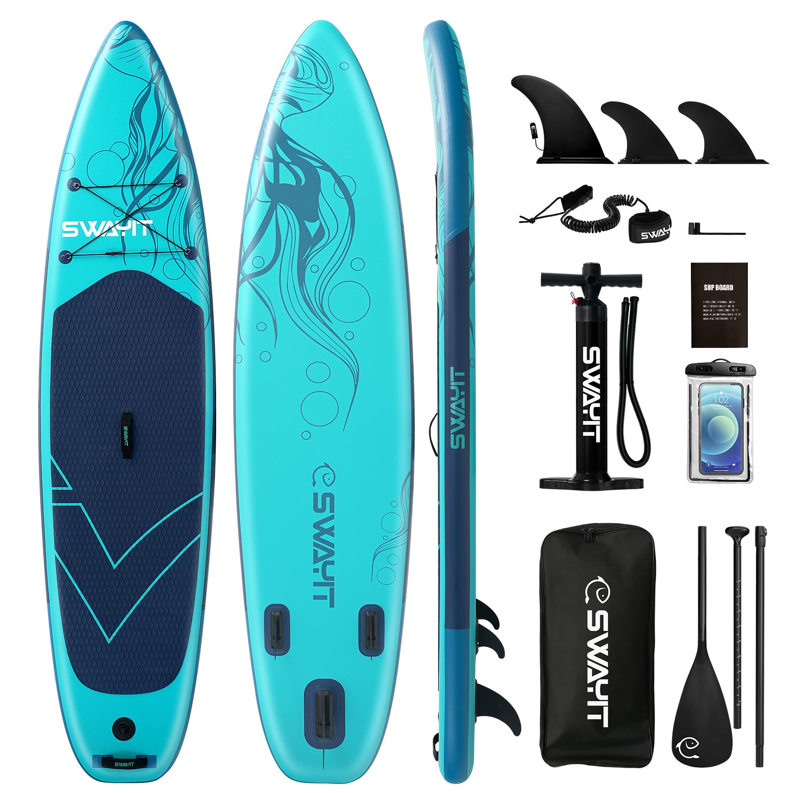 Inflatable Stand Up Paddle Board – Durable SUP for Adults & Youth,33" Wide Blow Up Paddle Board with Paddle, Pump, Backpack,Leash – All Around Stable