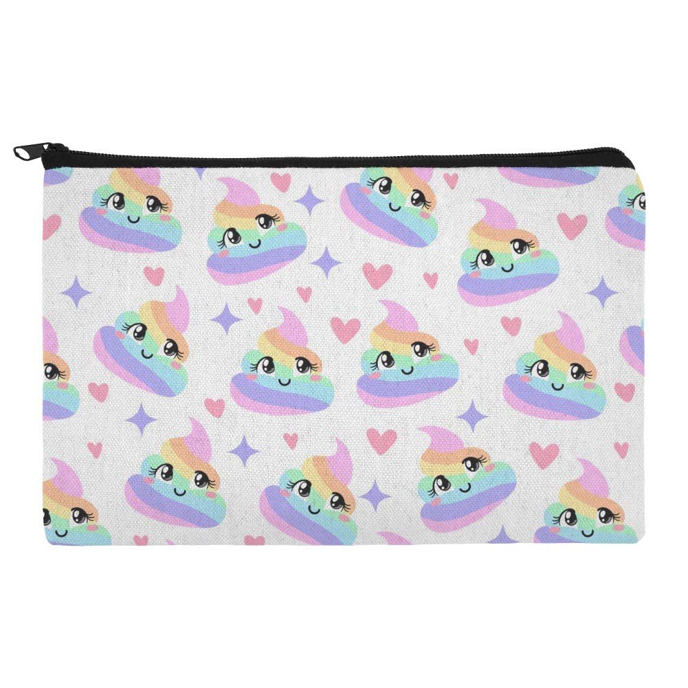 Cute Rainbow Poop Pattern Makeup Cosmetic Bag Organizer Pouch