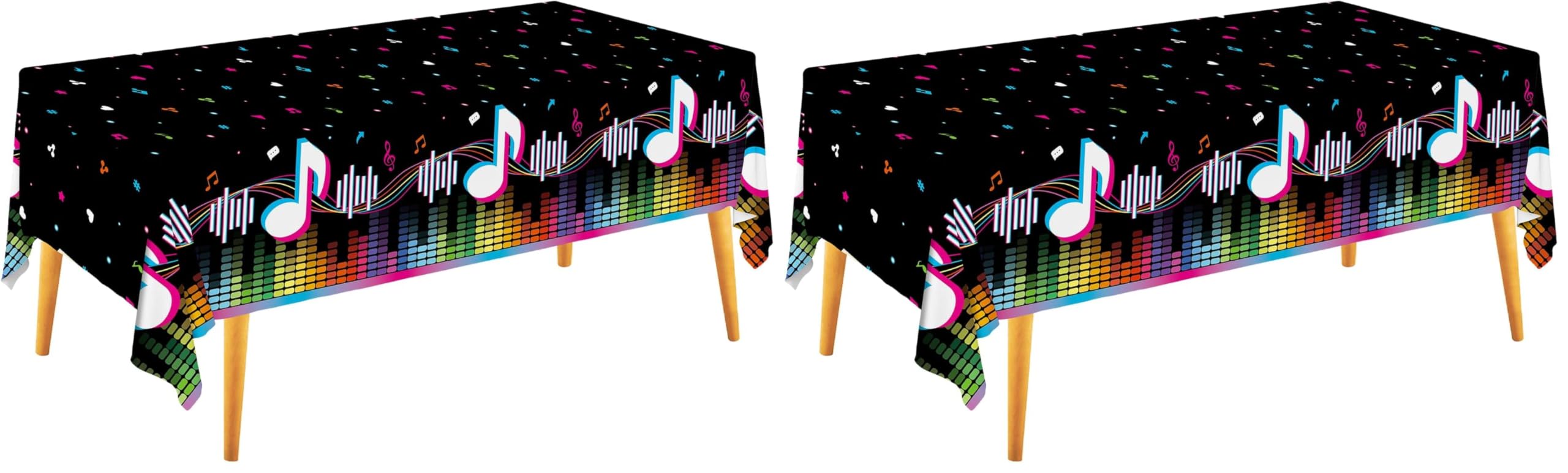 Gatherfun Music Party Disposable Tablecloth, Plastic Table Cover for Music Themed Birthday Party, 3 PCS, 54”x108” (Pack of 2)