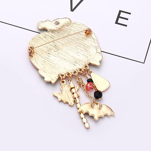 Miniatura 8 de Broches de Halloween para mujer, diseño de calabaza esmaltada, murciélago, fantasma, caramelo, corno, pasador, divertido sombrero de bruja, gato,