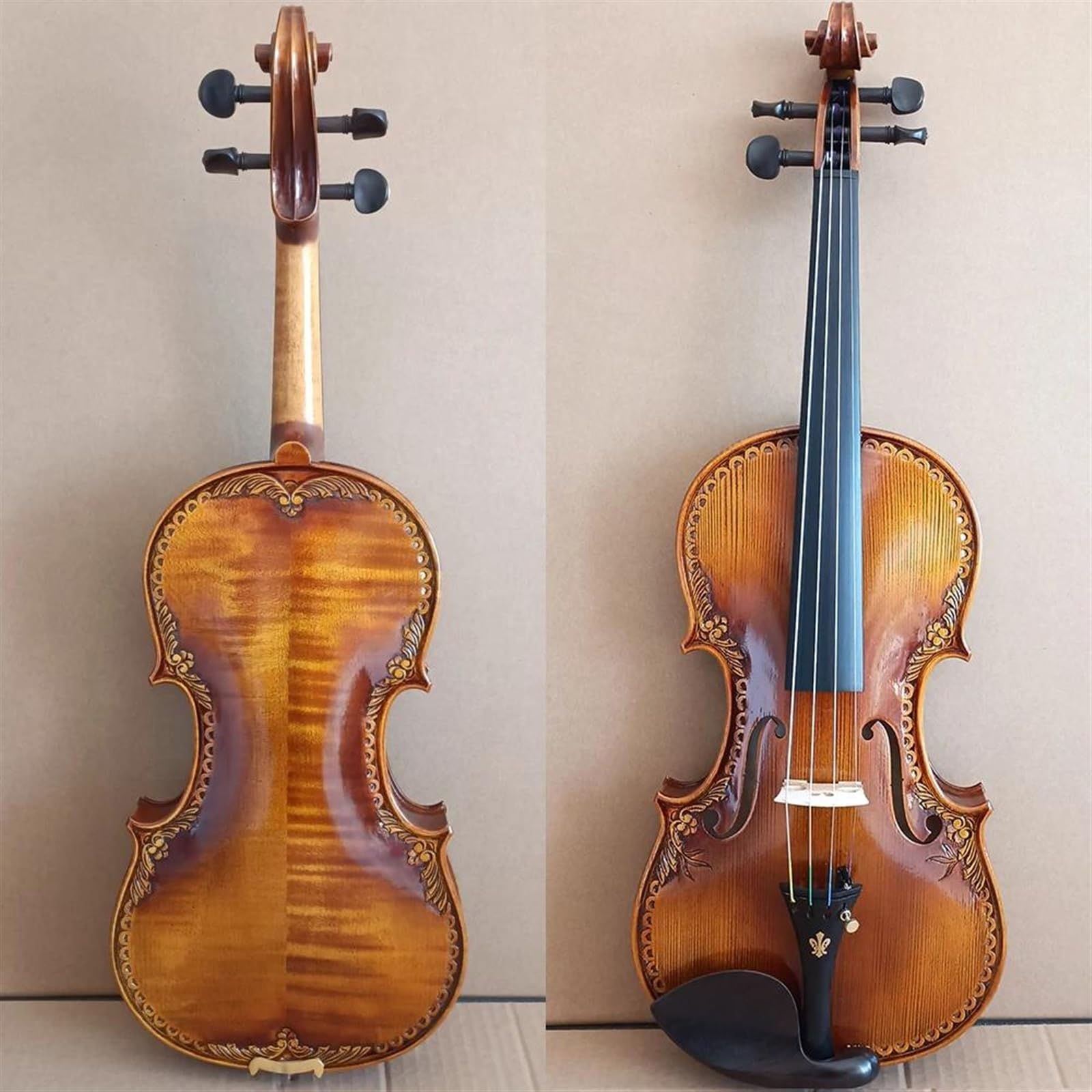 Violín instrumento musical Violín 4/4 Tallado A Mano En Madera De Abeto Europeo Grabado Profesional