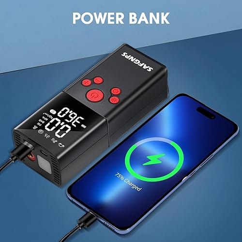 Miniatura 5 de Inflador de neumáticos, compresor de aire portátil, inflador de neumáticos portátil inalámbrico de 150 PSI para automóvil, bomba de aire inteligente