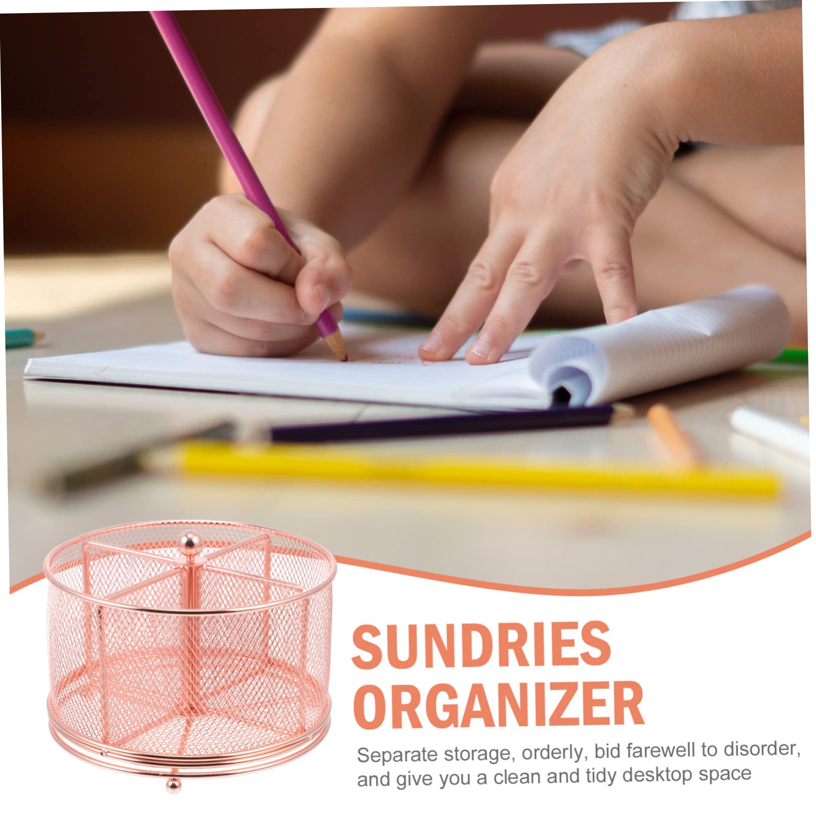 jojofuny Portaoggetti Girevole Metallo per Ufficio e Casa Organizer con Design Rotante e Multi Scomparti Rosa Oro per Cancelleria e Cosmetici Stoccaggio Compatta e Pratica per Scrivania