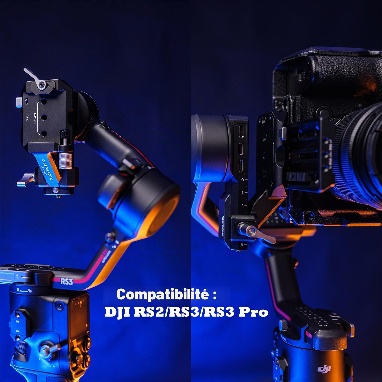 DF DIGITALFOTO RS3 Portrait, Support de Caméra Vertical RS3 2e Génération Amélioré, Compatible avec DJI Ronin RS2/RS3/RS3Pro, pour la Prise de Vue sur Les Réseaux Sociaux (IG, Youtube Shorts, Reels