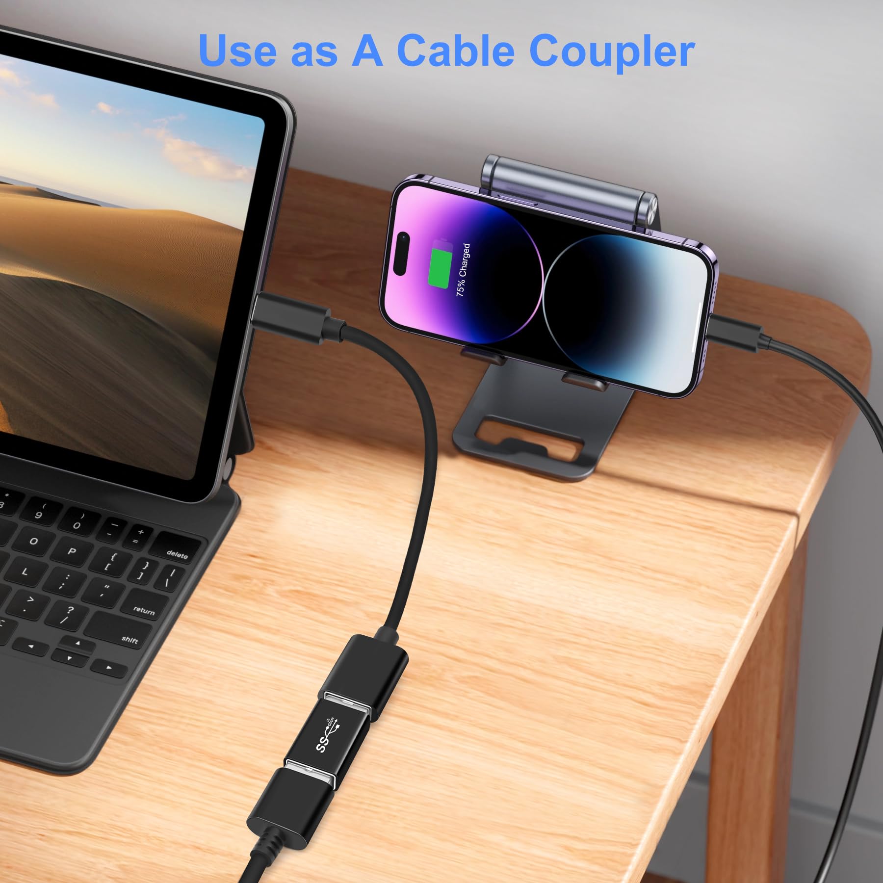 Adattatore USB 3.0 Maschio a Femmina 2 Pezzi, OTG USB A a A, Estensione Cavo Dati