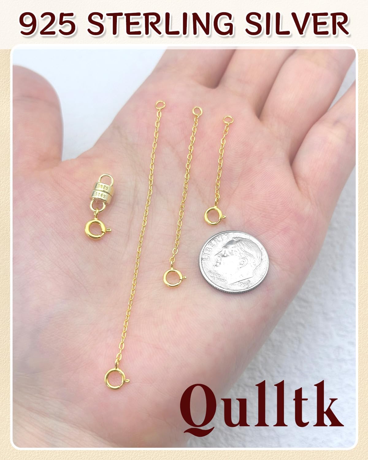 14K Gold Plated 925 Sterling Silver Necklace Extender and Magnetic Clasps for Necklaces,Bracelet Extender Jewelry Extension with Magnetic Necklace Clasps and Closures