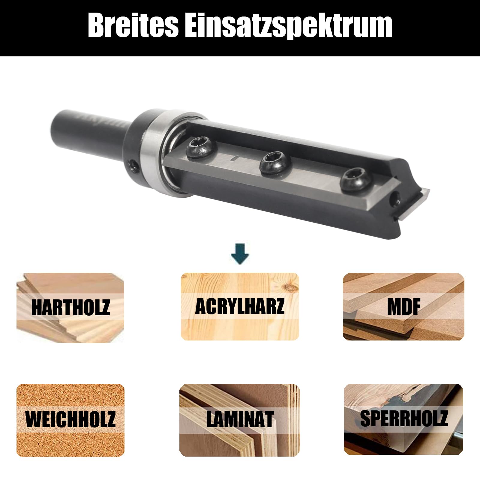 Piastre reversibili, fresa per bordi con albero da 8 mm, fresa superiore con lama in metallo duro sostituibile, cuscinetti a sfera, fresa per legno per la lavorazione dei bordi