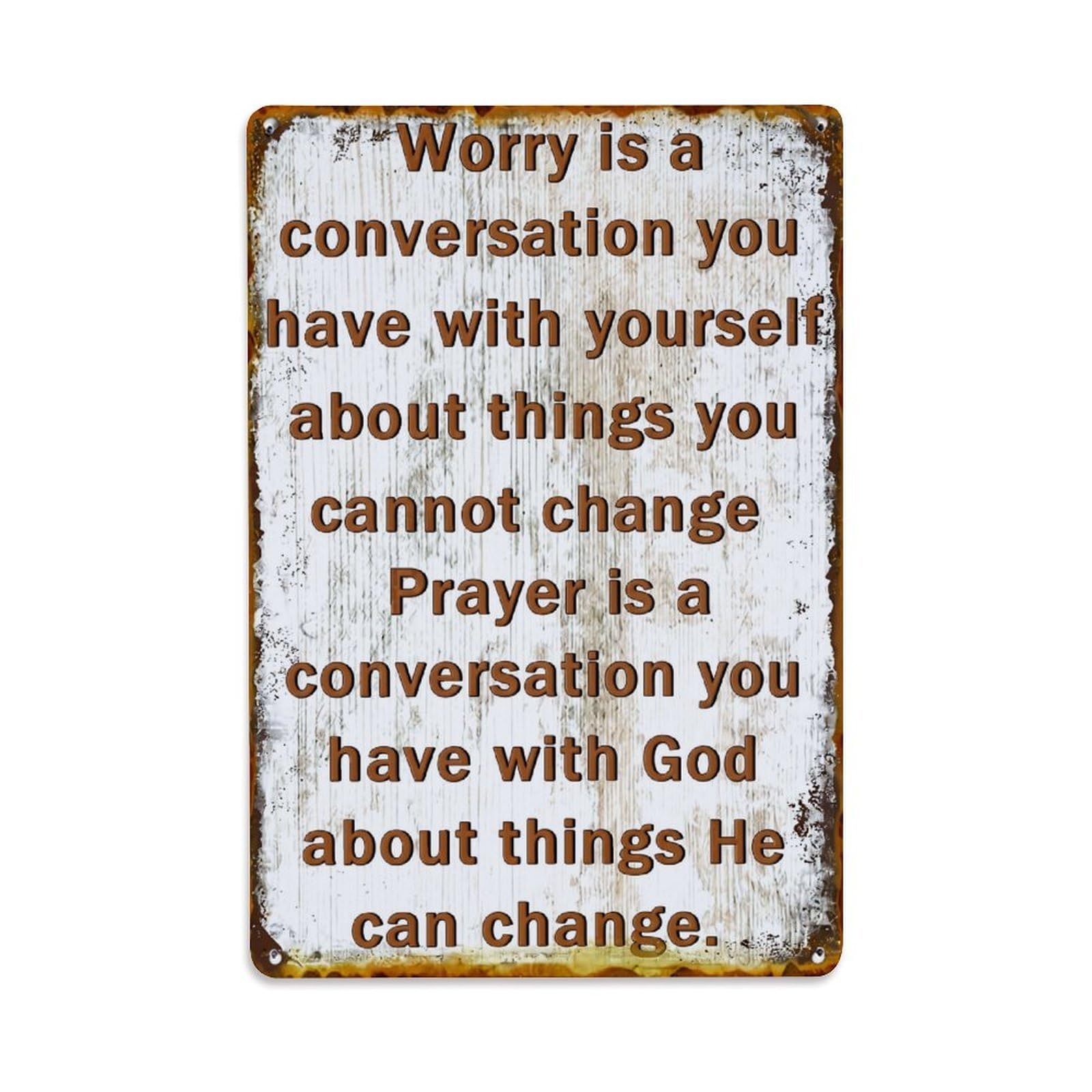 Nestemfo Vintage Worry Is A Conversation Tin Sign Metal Sign, Living Room,Bar, Home, Bedroom Wall Decor,Retro Metal Poster 8X12 Inches