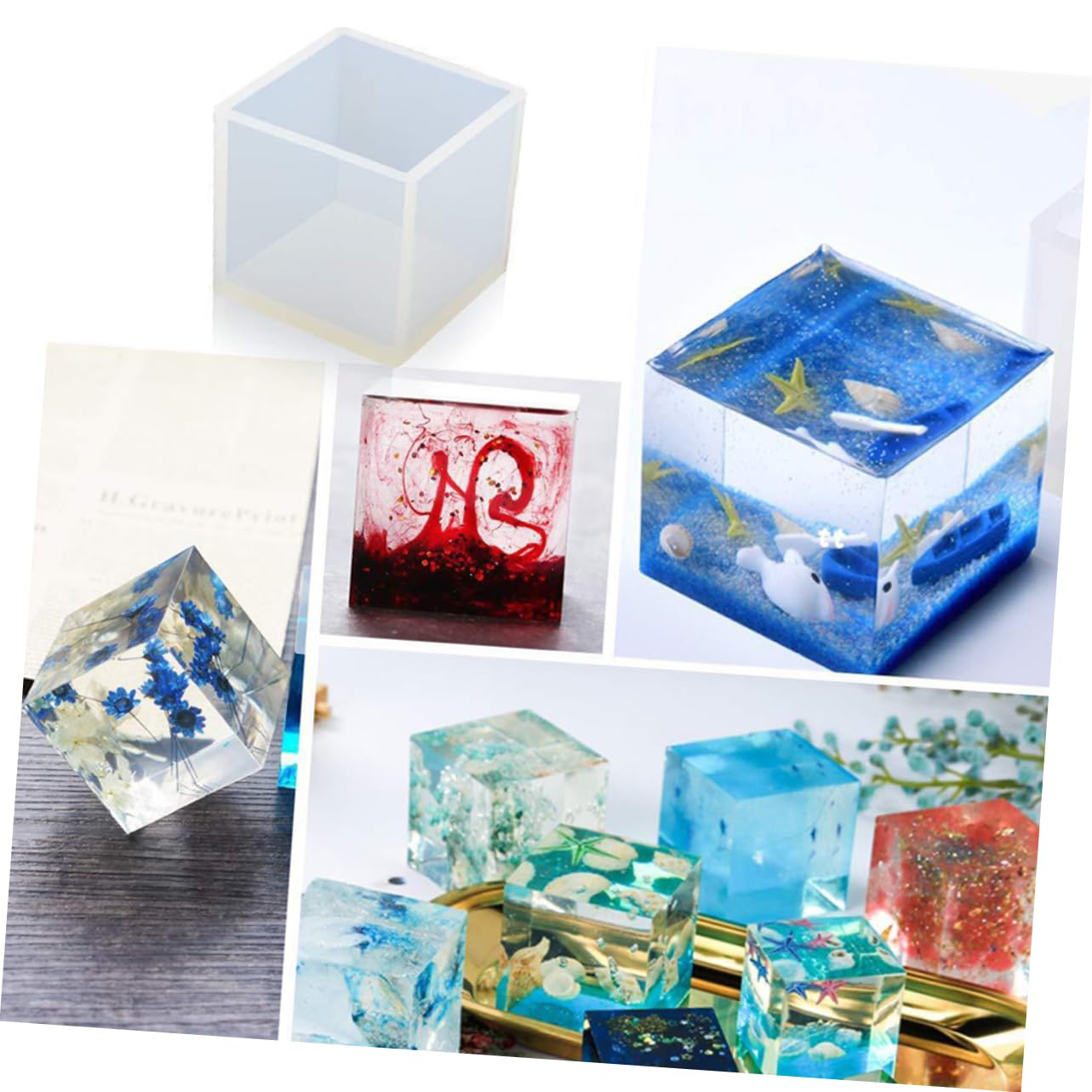 18stücke Silikonformen Für Harz Transparent Diy-schmuckformen Gießformen Für Epoxidharz Kugel Kubische Diamantpyramide Formen Mit Holzstäbchen Und Messbecher