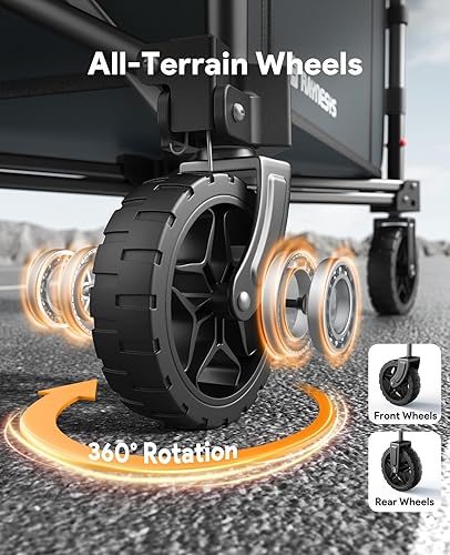 Miniatura 25 de Carro plegable 3 en 1 que se convierte en banco, carrito plegable de 220 libras con ruedas, carrito de compras de 120 L para comestibles, carrito