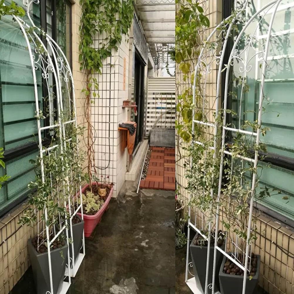 Outdoor Wedding Archway Trellis, Metal Pergola for Climbing Plants, 83" H x 32" W, Garden Arbor for Ceremony & Party Decoration, Black & White Options