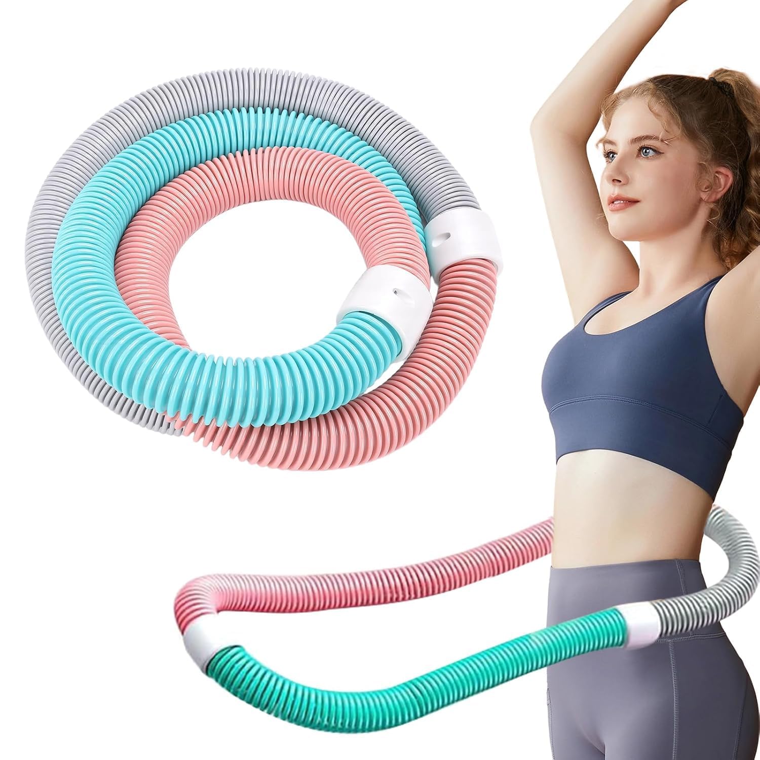 SILENCIO Weighted Soft Hula Hoop for Adults, Weight Loss Equipment, Durable PVC & Steel Fitness Infinity Hoop for Women, Home Gym Core Training-image-23