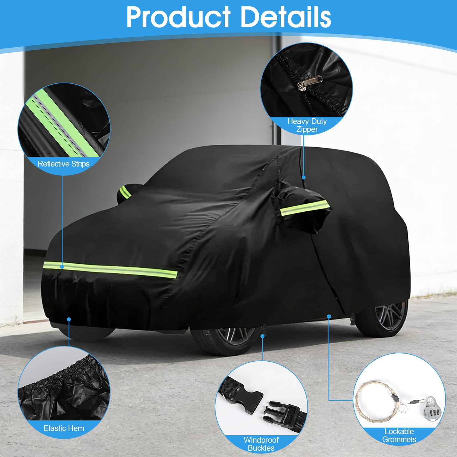 Telo copriauto per Smart Fortwo W451 W453 2016-2024, impermeabile, invernale, traspirante, copertura completa per auto, per sole, pioggia, raggi UV, protezione dalla polvere, con porta con cerniera