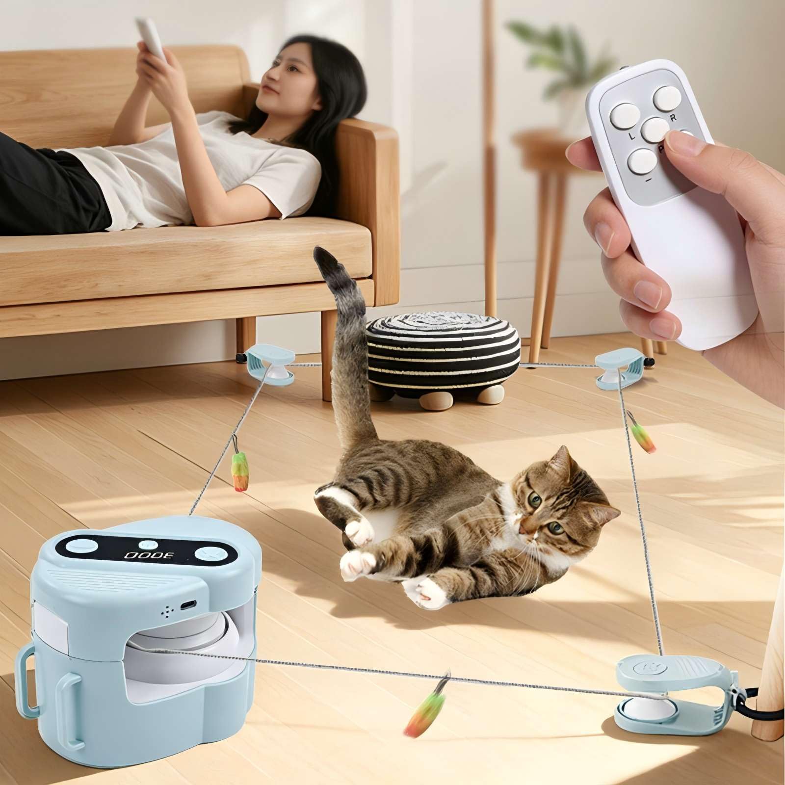 Giocattolo interattivo per gatti da interni, 3 velocità automatico/manuale, giocattolo per l'inseguimento del gatto, giocattolo per l'arricchimento e l'esercizio per gatti annoiati da