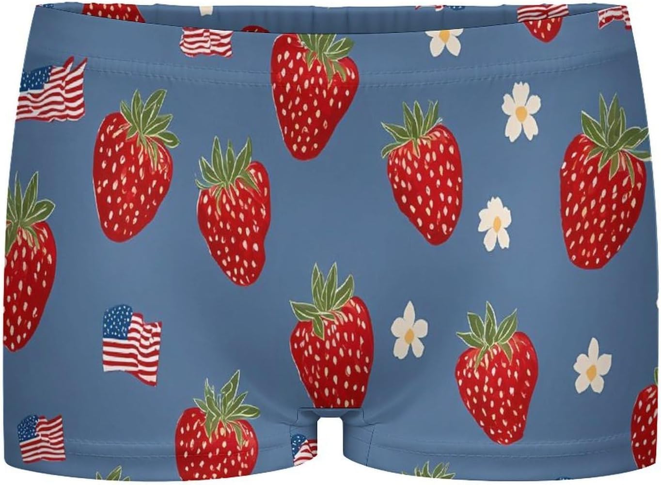 Strawberry U.S. Flag Funny Women's Boxer Briefs Breathable Underpants Trunks Stretch Underwear