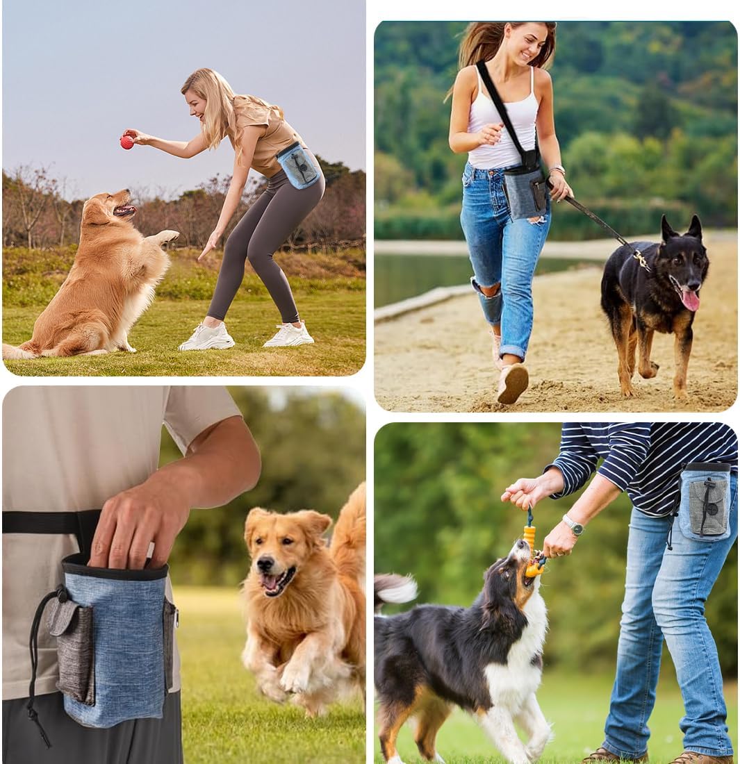Bolsa de golosinas para perros, accesorios para perros, bolsa de entrenamiento para perros, bolsa de golosinas para perros con dispensador de bolsas para excrementos y cinturón ajustable 7