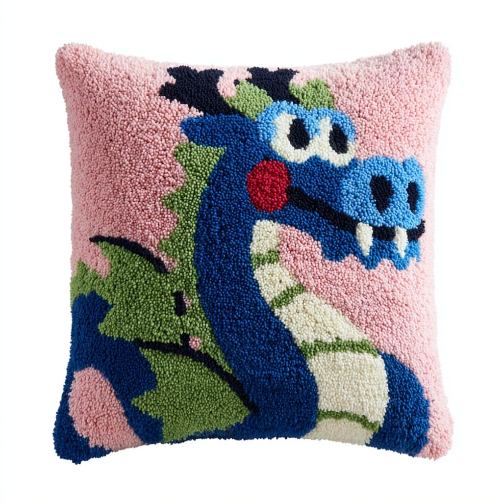 AxiangziK Latch Hook Pillow Kits 17x17in,Cartoon Dragon