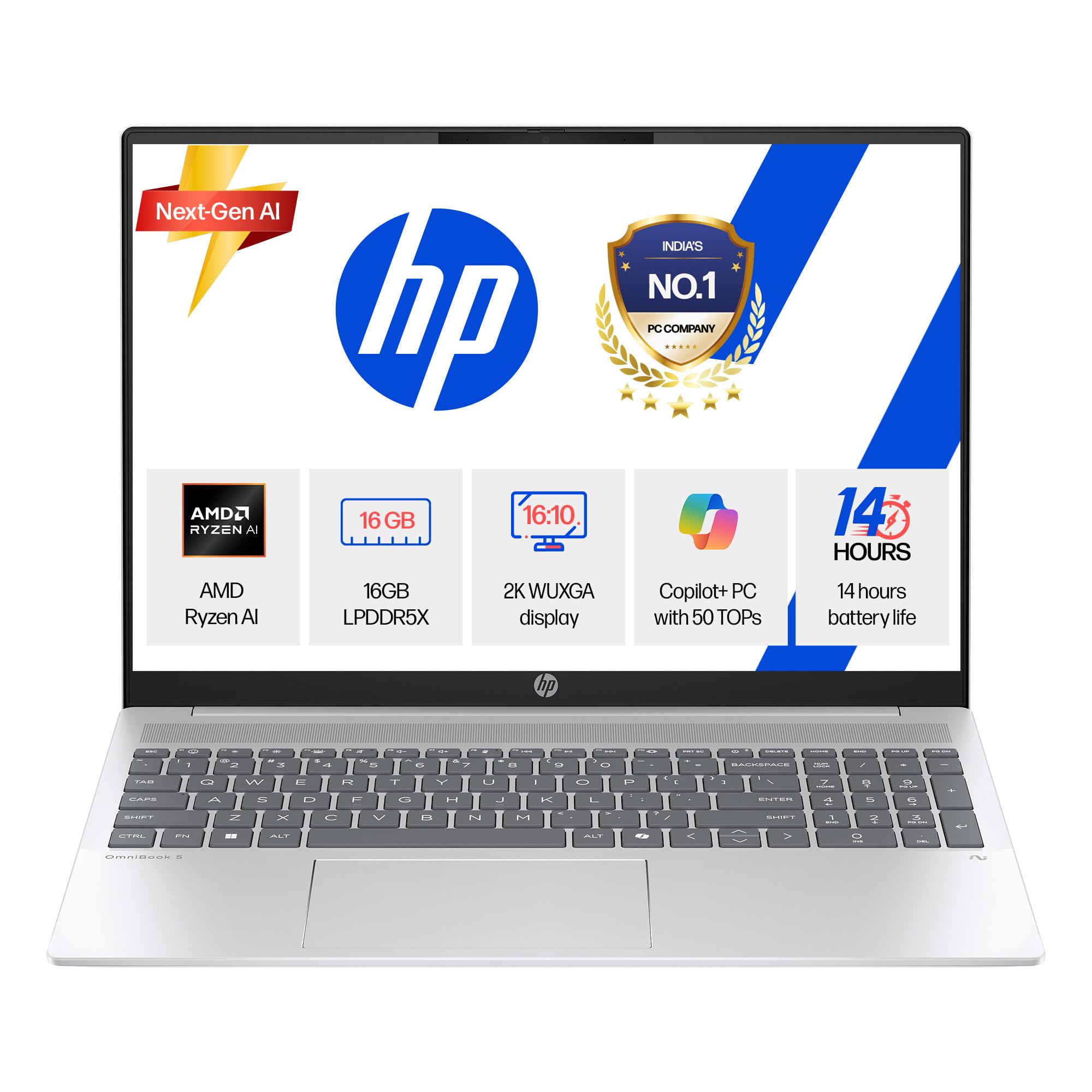 HP Smartchoice OmniBook 5 (Previously Pavilion) 50 Tops, AMD Ryzen