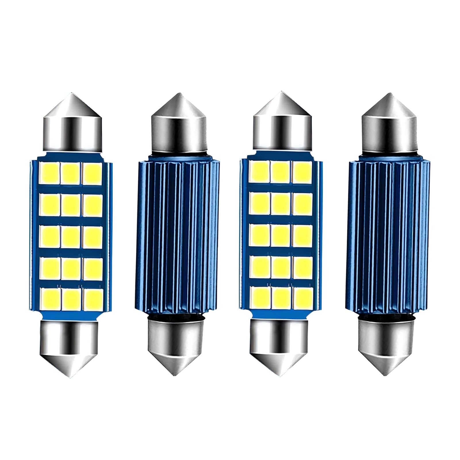 SLIMI 4 PCS Car Licence Plate Light, 6500K 2835 Chipset 12V Bulb for LED Interior Dome Map Door Lamp 211-2 212-2 569 6411 6451 41 mm 42 mm (White)