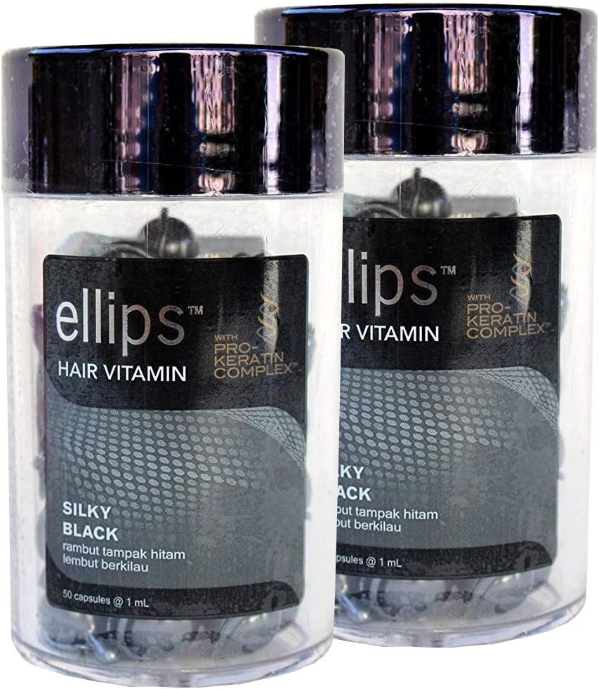 ellips エリップス ヘアビタミン プロケラチンコンプレックス配合 ブラック 50粒入り 2本セット(プロブラック） [並行輸入品]