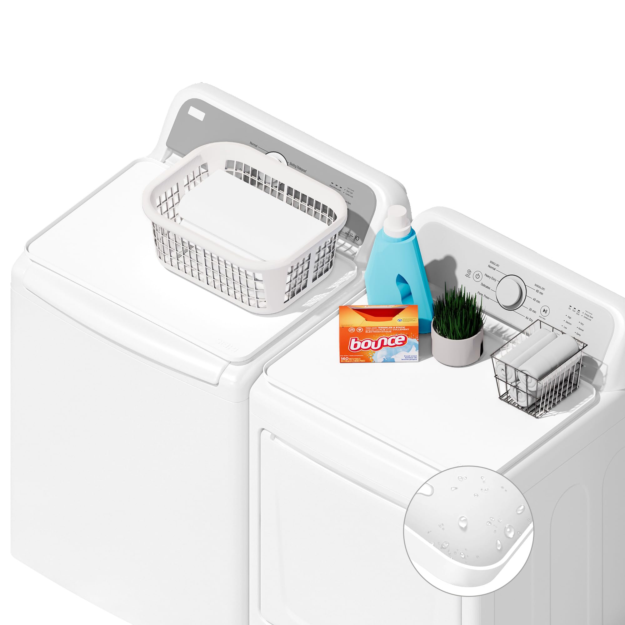 View 1 of 2 PACKS SEIRI Washer and Dryer Topper, 26" x 18" Silicone Top Protector Mat for Slant Top Surface Cover and Top Load Washing Machine Laundry Room Non-Slip Waterproof Dryer Cover Medium (White)