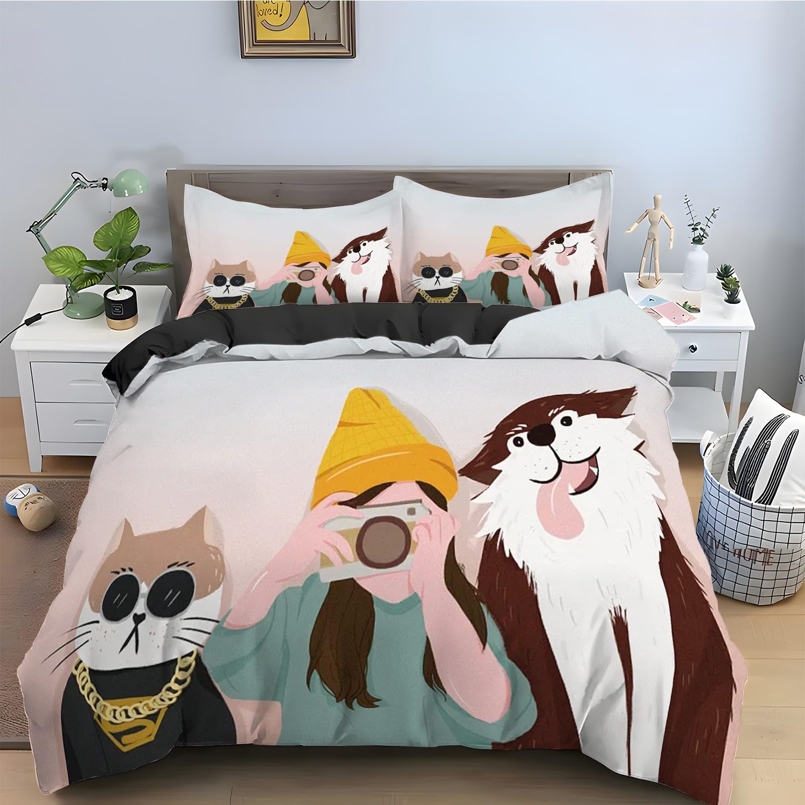 Housse de couette 220x240 en microfibre douce avec fermeture éclair pratique
