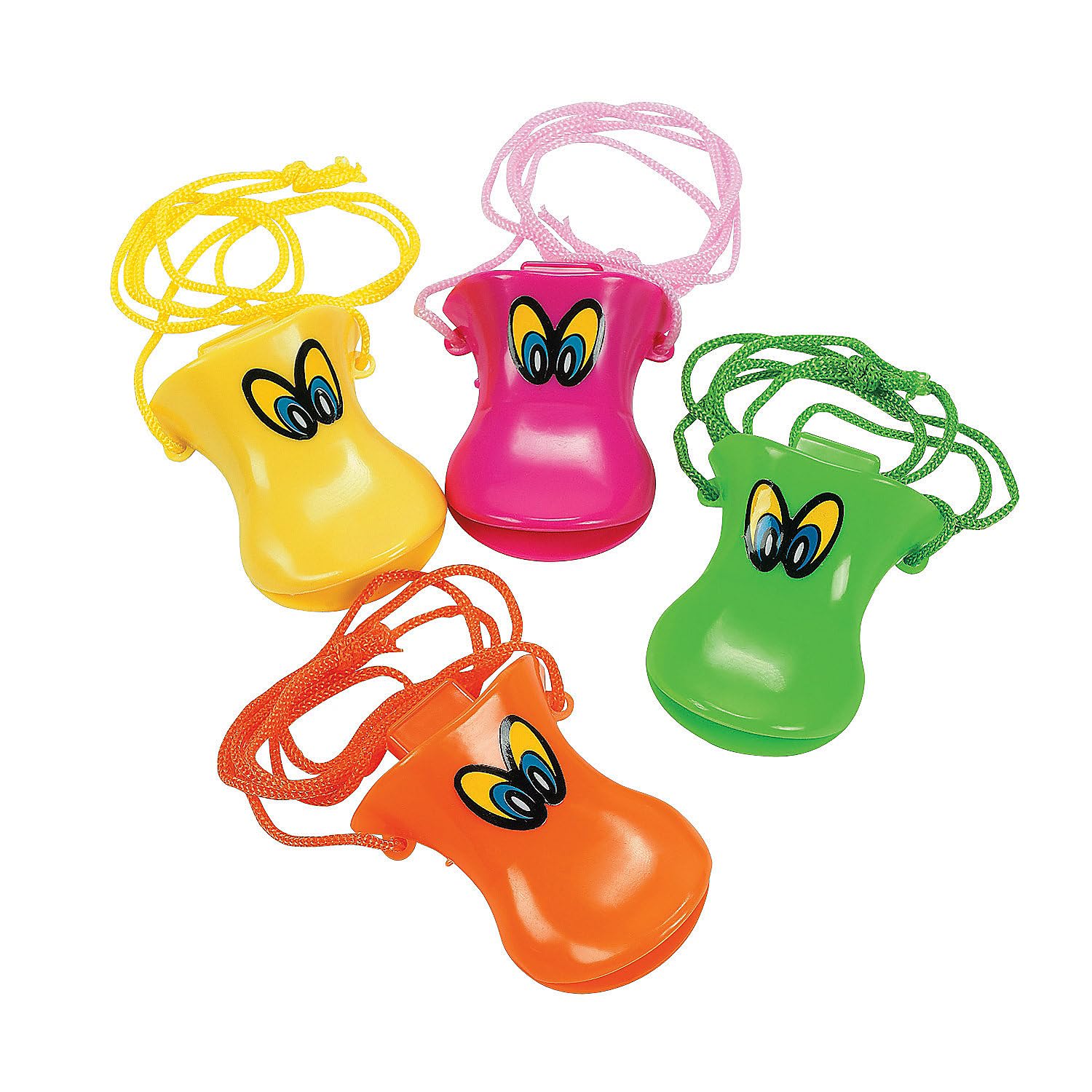 Fun Express Bright Colorful Duck Beak Plastic Whistles - 24 Fun Party Toys for Kids, Great for Events, Games, and Outdoor Activities - Vibrant Colors - 24 Pieces