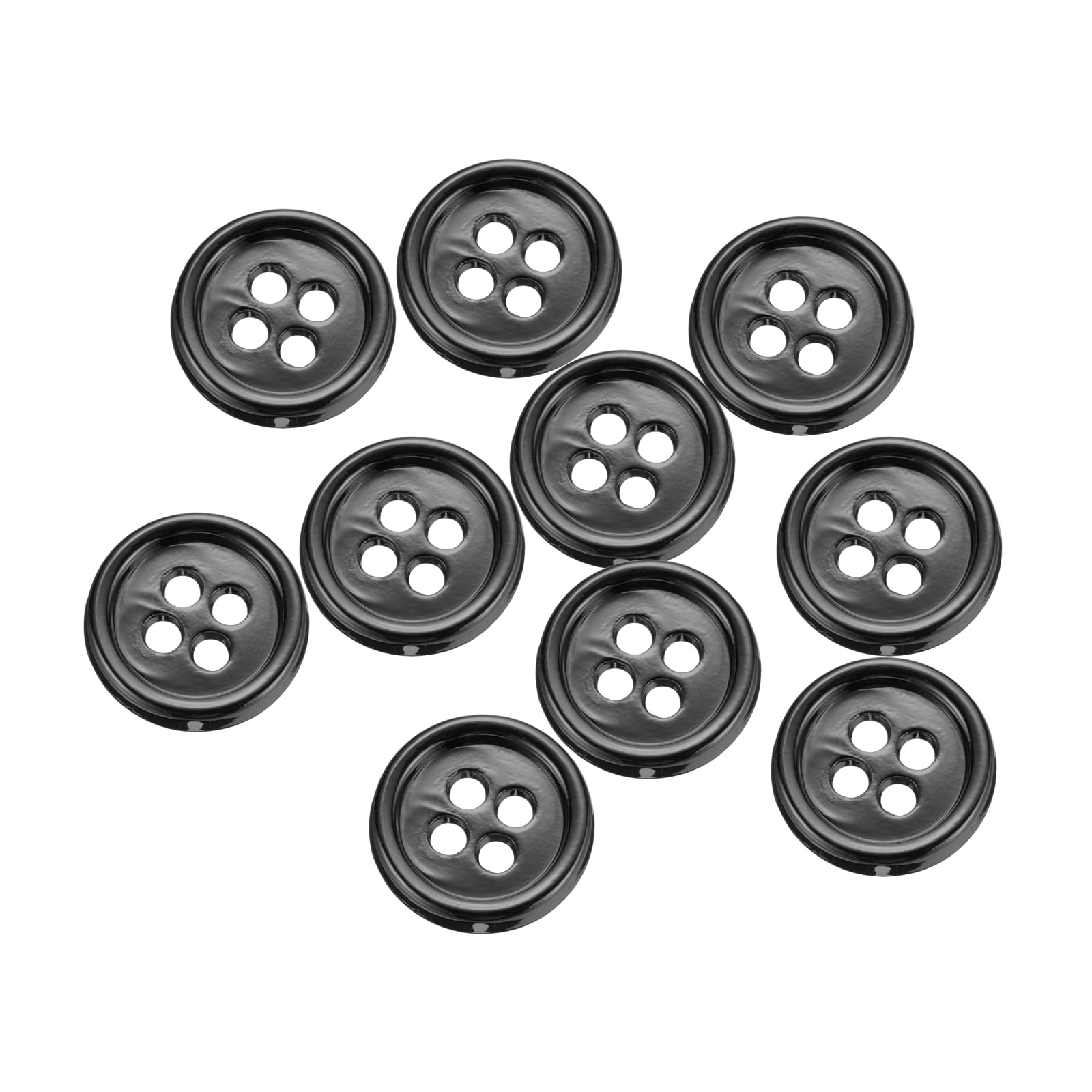 sourcing map 10pcs Metal Sewing Button, 11.5mm 4-Hole Round Suit Shirts Coats Clothes Sewing Buttons for Decoration Craft, Gunmetal